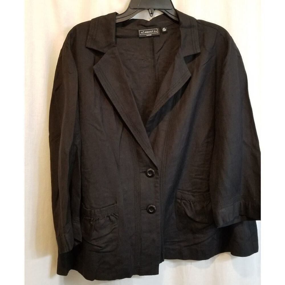 Elementz Linen blend career boho Vintage Blazer Lightweight jacket plus size 2X
